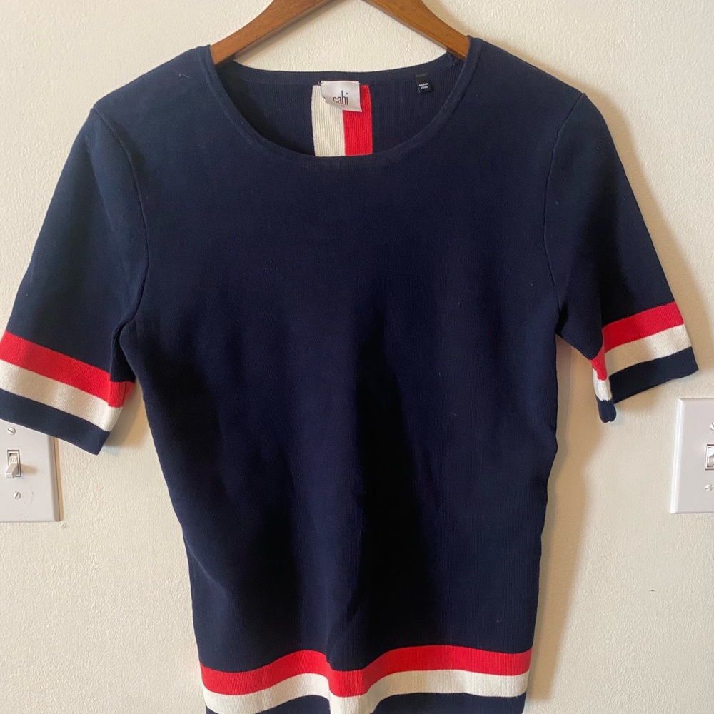 Navy striped dress top